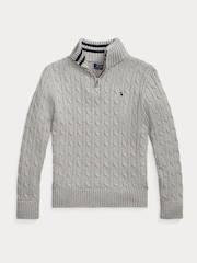 Suéter de punto trenzado con cremallera corta y logotipo de Polo Ralph Lauren - Imagen 4 de 5