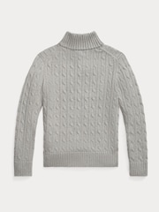 Grau - Polo Ralph Lauren Zopfstrickpullover mit Logo und Viertelreißverschluss - Bild 6 von 6