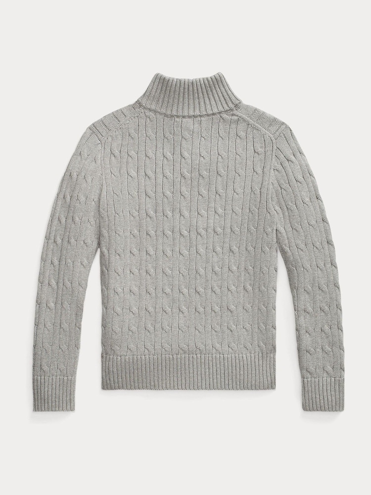 Grau - Polo Ralph Lauren Zopfstrickpullover mit Logo und Viertelreißverschluss - Bild 6 von 6 Grau - Polo Ralph Lauren Zopfstrickpullover mit Logo und Viertelreißverschluss - Bild 6 von 6