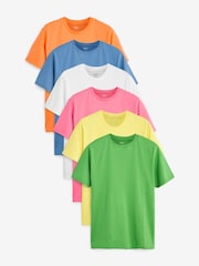 Grön/ Rosa/ Blå/ Vit/ Orange/ Gul - Vanlig passform - Essential T-shirt i bomull 6 förpackning - Bild 1 av 10