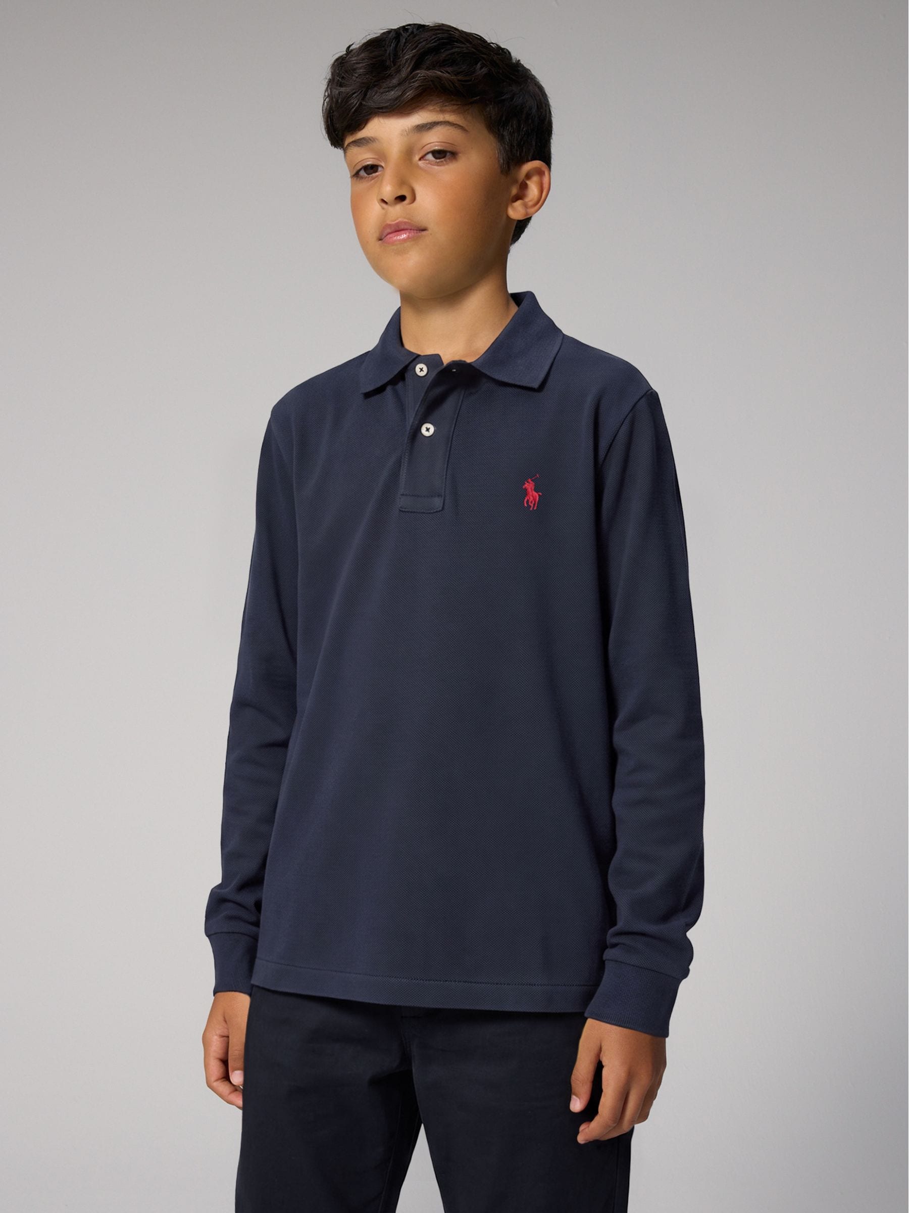 Satın al Koyu Mavi - Polo Ralph Lauren Long Sleeve Pique Logo Polo