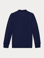 Polo Ralph Lauren Blue Long Sleeve Pique Logo Polo Shirt - Image 2 of 2