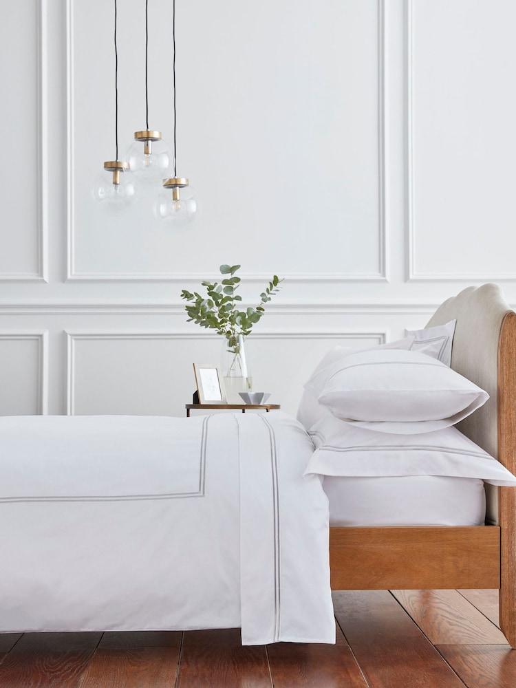 Truly White Satin Stitch 100% Cotton Duvet Cover - Image 1 of 1