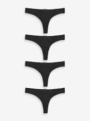 Black Thong Cotton Rich Knickers 4 Pack - Image 1 of 5
