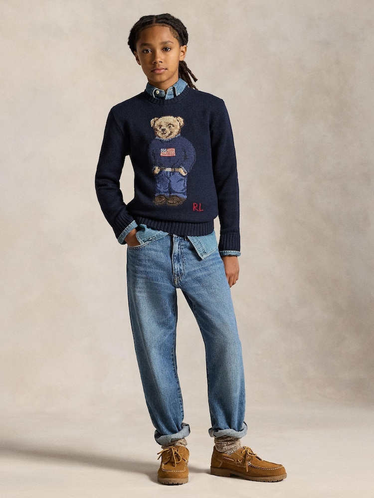 Polo Ralph Lauren Blue Polo Bear Graphic Knit Jumper - Image 2 of 5