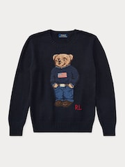 Polo Ralph Lauren Blue Polo Bear Graphic Knit Jumper - Image 4 of 5