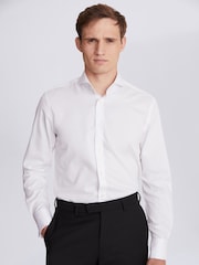 MOSS White Tailored Fit Double Cuff Non Iron Twill 100% Cotton Shirt - Image 1 of 5