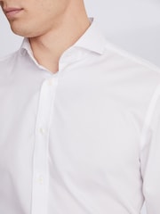 MOSS White Tailored Fit Double Cuff Non Iron Twill 100% Cotton Shirt - Image 2 of 5