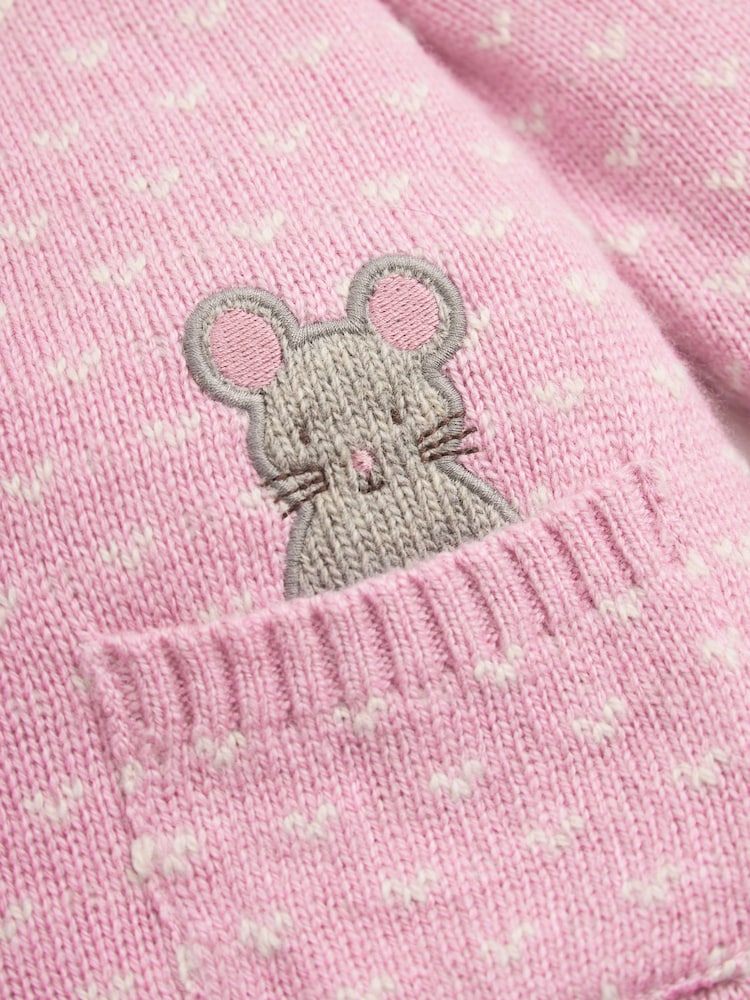 JoJo Maman Bébé Pink Mouse Fair Isle Pattern Knitted Dress - Image 4 of 4 JoJo Maman Bébé Pink Mouse Fair Isle Pattern Knitted Dress - Image 4 of 4