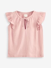 Pink Cotton Crinkle Frill Top - Image 5 of 5