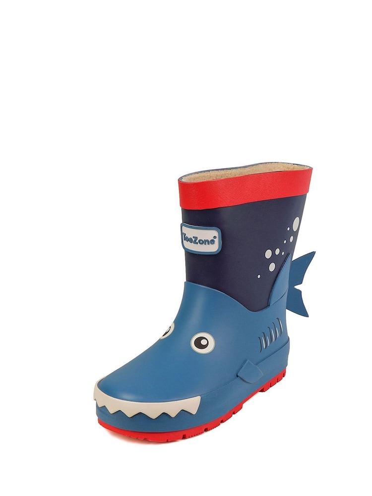 ToeZone Blue Shark Rain Boots - Image 1 of 6