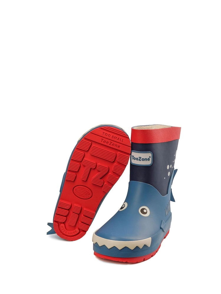 ToeZone Blue Shark Rain Boots - Image 2 of 6
