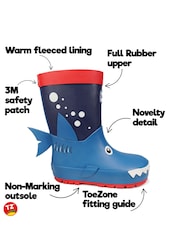 ToeZone Blue Shark Rain Boots - Image 5 of 6