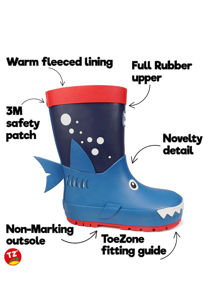 ToeZone Blue Shark Rain Boots - Image 5 of 6