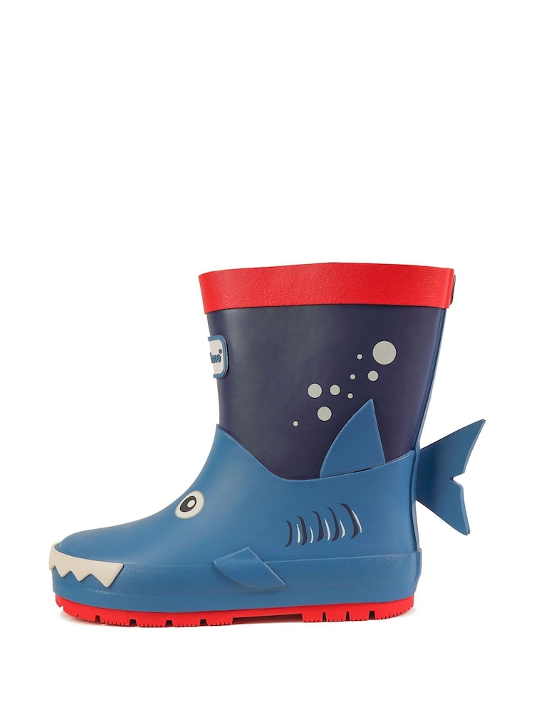 ToeZone Blue Shark Rain Boots - Image 6 of 6 ToeZone Blue Shark Rain Boots - Image 6 of 6