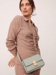 Mint Green Small Leather Lock Cross-Body Bag - Image 1 of 7