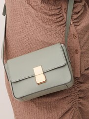 Mint Green Small Leather Lock Cross-Body Bag - Image 2 of 7