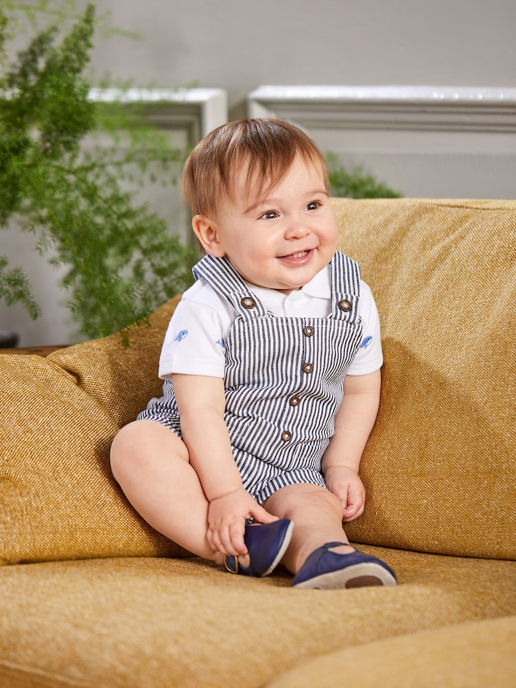 JoJo Maman Bébé Navy Blue Leather Pre-Walker Shoes - Image 3 of 3