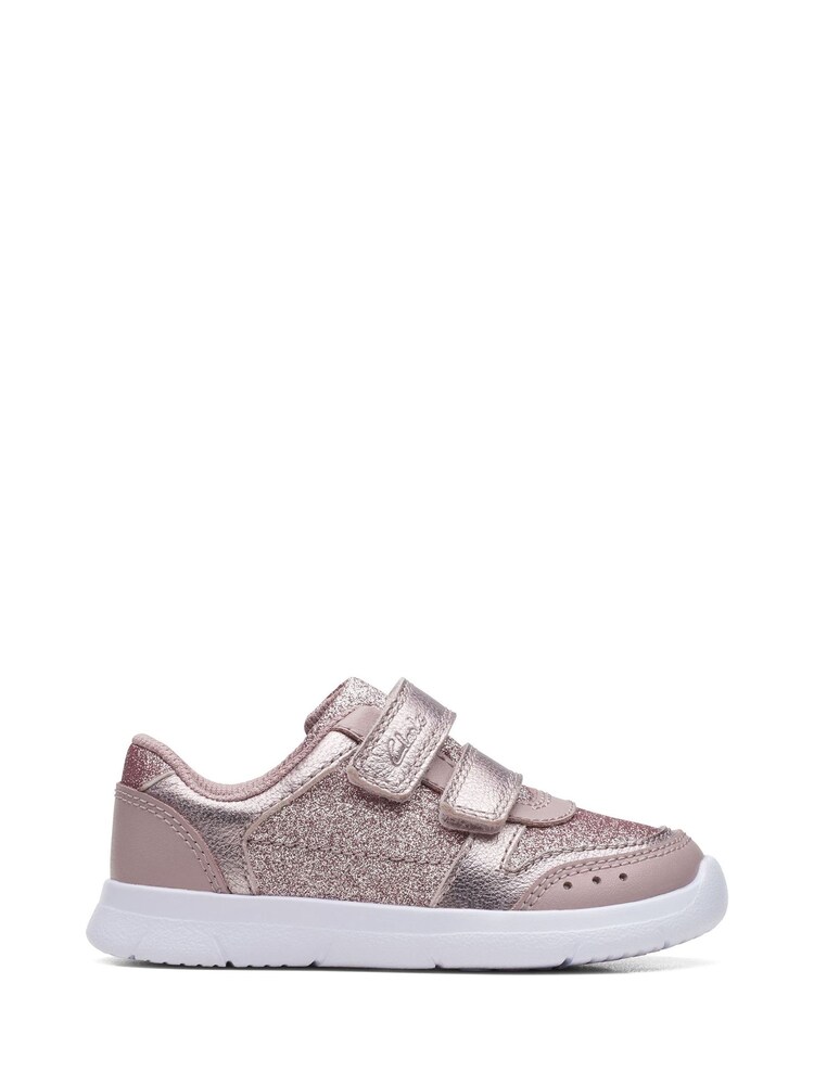 Clarks Pink Multi Fit Leather Toddler Trainers - Image 1 of 7