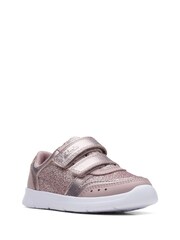 Clarks Pink Multi Fit Leather Toddler Trainers - Image 3 of 7