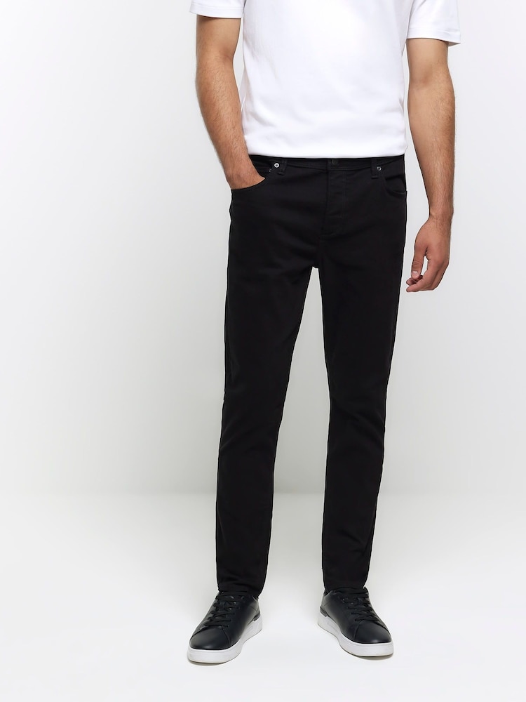 Czarny - River Island Slim Fit Stretch Jeans - Image 1 of 6