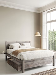 Get Laid Beds Grey Wash Oxford Square Leg Solid Wood Bed Combo - Image 1 of 6