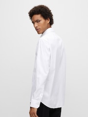 BOSS White Regular Fit Poplin Easy Iron Long Sleeve 100% Cotton Shirt - Image 2 of 6