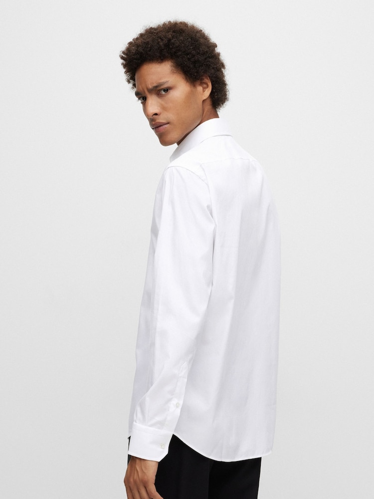 BOSS White Regular Fit Poplin Easy Iron Long Sleeve 100% Cotton Shirt - Image 2 of 6