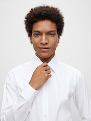 BOSS White Regular Fit Poplin Easy Iron Long Sleeve 100% Cotton Shirt - Image 4 of 6