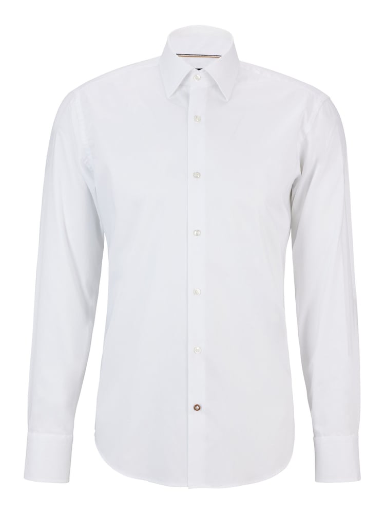 BOSS White Regular Fit Poplin Easy Iron Long Sleeve 100% Cotton Shirt - Image 6 of 6