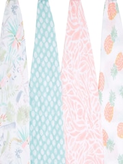 Aden & Anais Grey / White Essentials Muslin 100% Cotton Blankets 4 Pack - Image 3 of 5