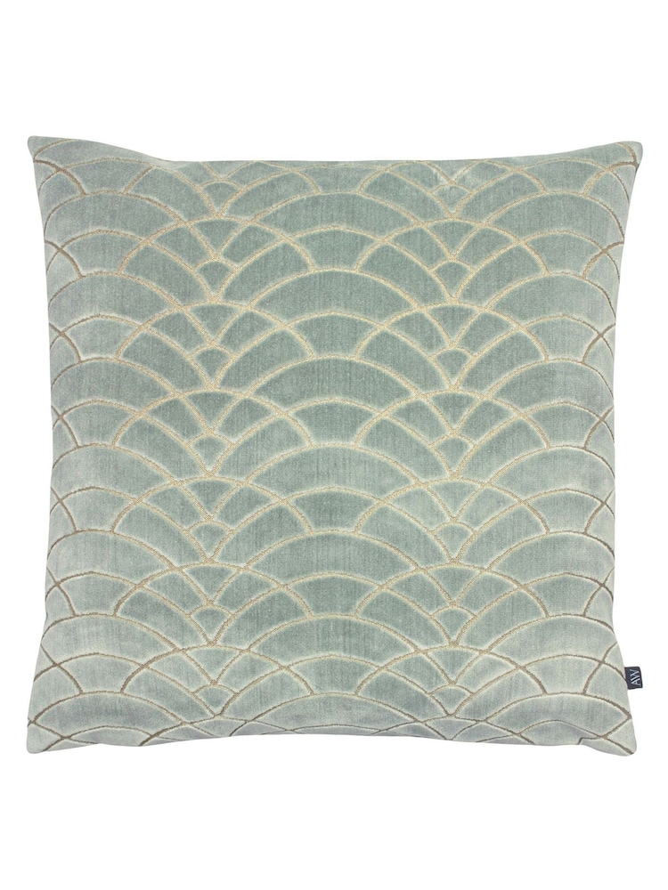 Ashley Wilde Green Eucalyptus Dinaric Cut Velvet Cushion - Image 1 of 4
