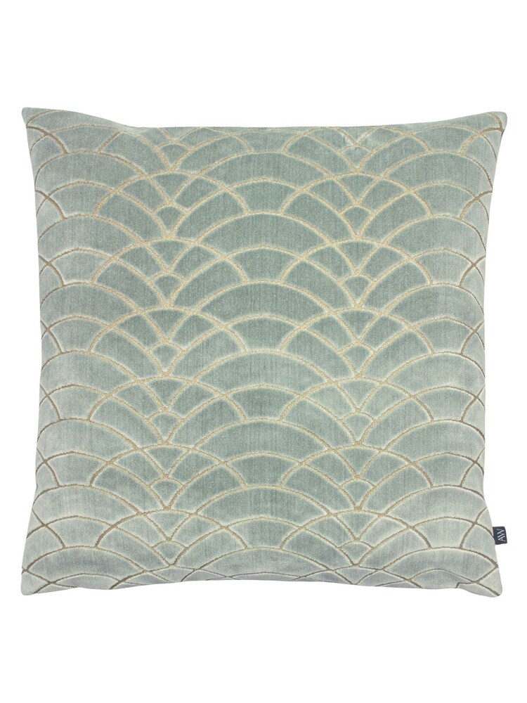 Ashley Wilde Green Eucalyptus Dinaric Cut Velvet Cushion - Image 1 of 4 Ashley Wilde Green Eucalyptus Dinaric Cut Velvet Cushion - Image 1 of 4