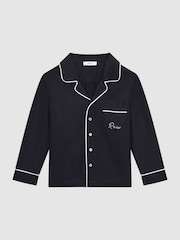 Reiss Navy Napp Senior Cotton Piped Pyjama Trousers - Image 2 of 6