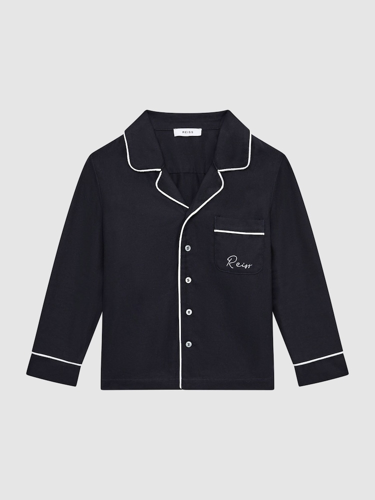 Reiss Navy Napp Senior Cotton Piped Pyjama Trousers - Image 2 of 6