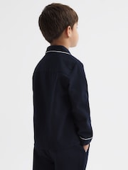 Reiss Navy Napp Senior Cotton Piped Pyjama Trousers - Image 5 of 6