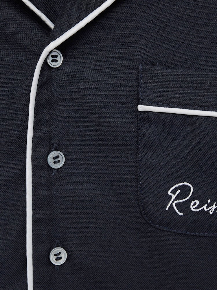 Reiss Navy Napp Senior Cotton Piped Pyjama Trousers - Image 6 of 6