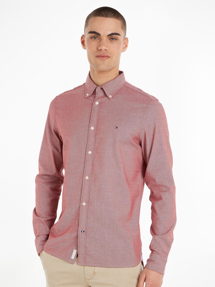 Tommy Hilfiger Slim Fit Red Flex Dobby Shirt - Image 1 of 4