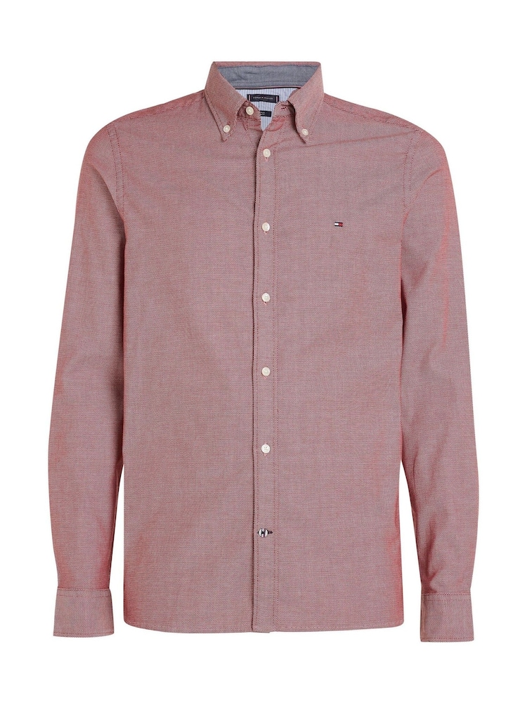 Tommy Hilfiger Slim Fit Red Flex Dobby Shirt - Image 4 of 4