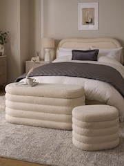 Casual Boucle Natural Oyster Otis Ottoman And Stool Set - Image 1 of 11