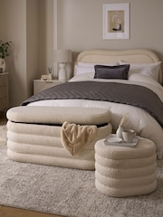 Casual Boucle Natural Oyster Otis Ottoman And Stool Set - Image 2 of 11
