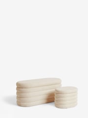 Casual Boucle Natural Oyster Otis Ottoman And Stool Set - Image 6 of 11