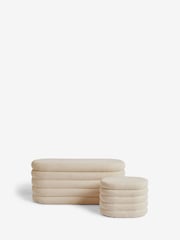 Casual Boucle Natural Oyster Otis Ottoman And Stool Set - Image 8 of 11