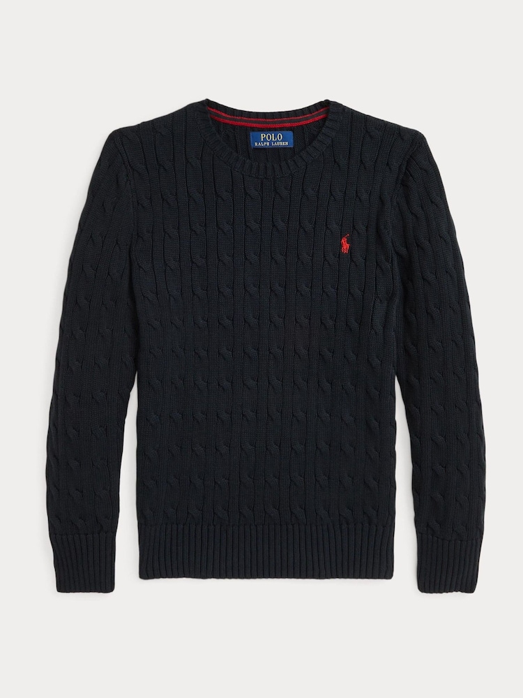 Suéter de punto trenzado con el logotipo de Polo Ralph Lauren - Imagen 1 de 2
