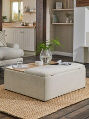 Tweedy Plain Light Natural Lift up Parker Storage Footstool Coffee Table - Image 1 of 8