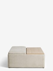 Tweedy Plain Light Natural Lift up Parker Storage Footstool Coffee Table - Image 4 of 8