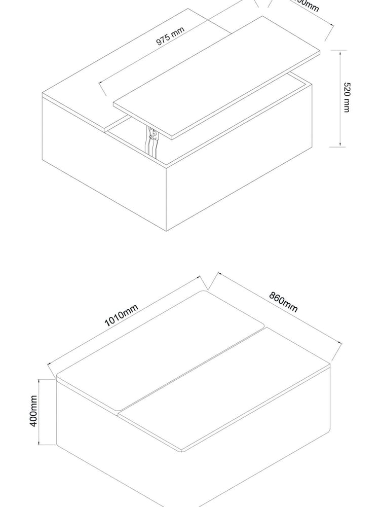 Tweedy Plain Light Natural Lift up Parker Storage Footstool Coffee Table - Image 8 of 8