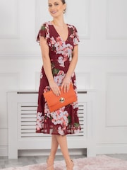 Jolie Moi Acela Red Floral Print Mesh Dress - Image 6 of 6