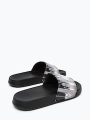 Hype. Unisex Mono Gradient Drips Mini Script Black Sliders - Image 1 of 3