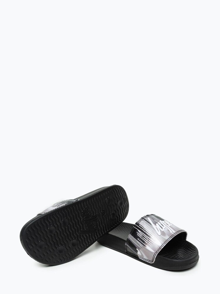 Hype. Unisex Mono Gradient Drips Mini Script Black Sliders - Image 3 of 3